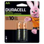 Baterias Duracell recarregáveis ​​de tamanho AA em uma embalagem de 2 peças