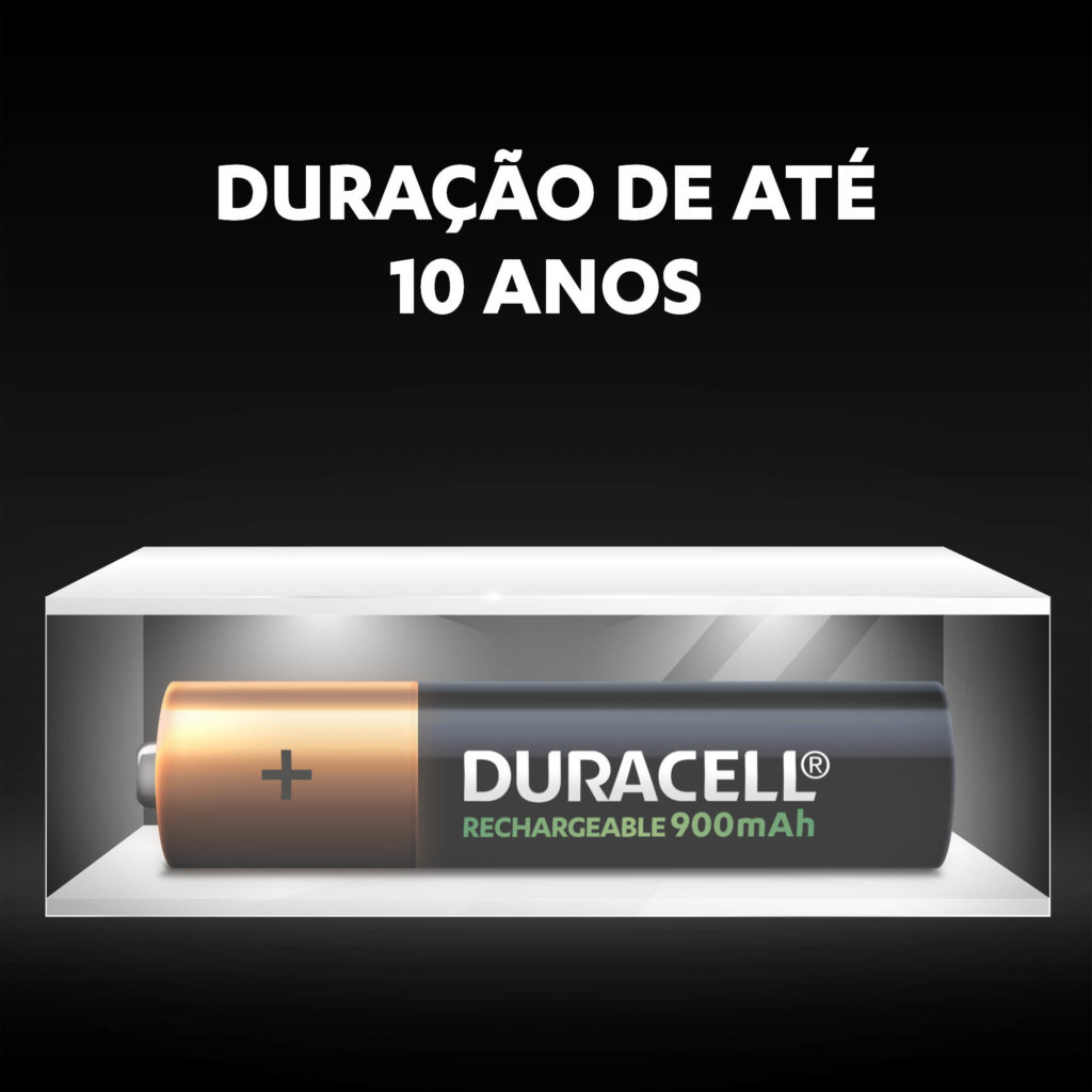 As baterias recarregáveis ​​Duracell do tamanho AAA permanecem frescas e alimentadas por até 10 anos em armazenamento ambiente