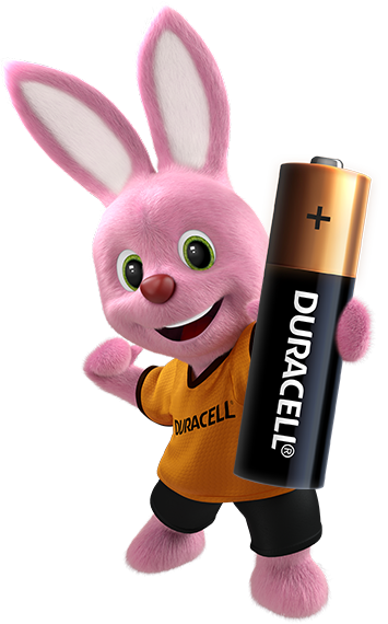O Duracell Pink Bunny apresenta a bateria AA alcalina Duracell