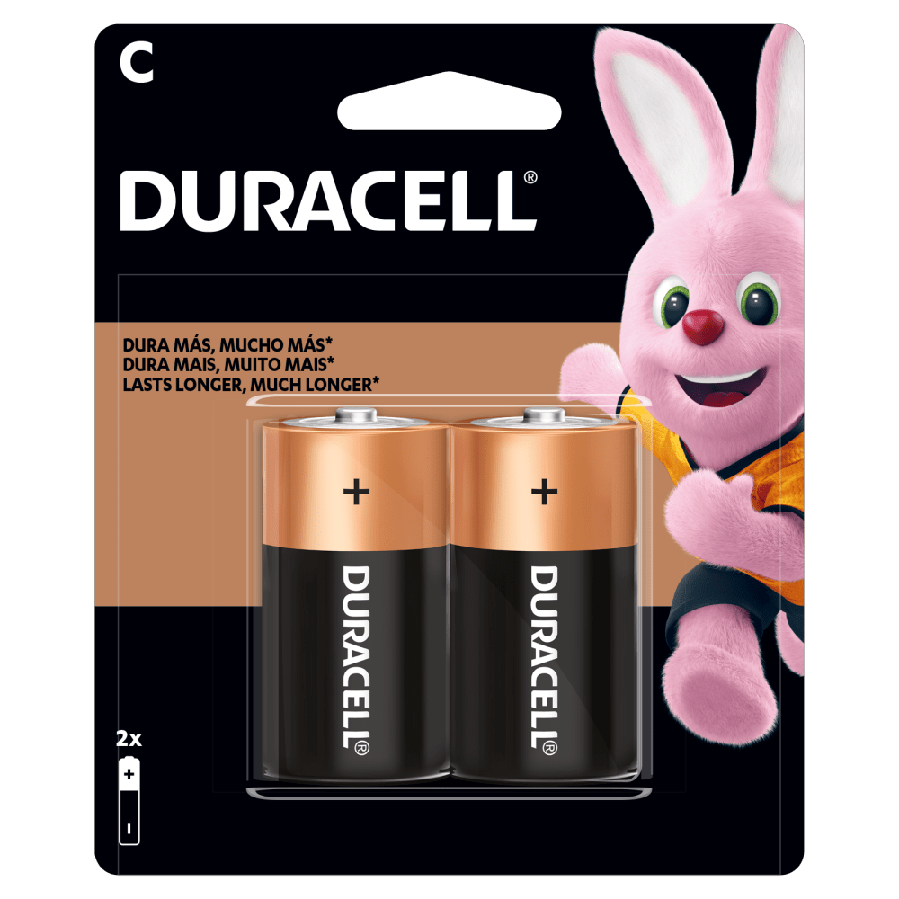 Bateria Duracell alcalina C tamanho C em uma embalagem de 2 peças