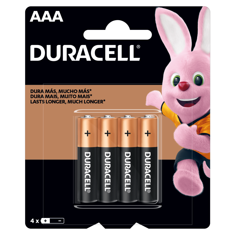 Duracell pilhas alcalinas tamanho AAA em um pacote de 4 peças