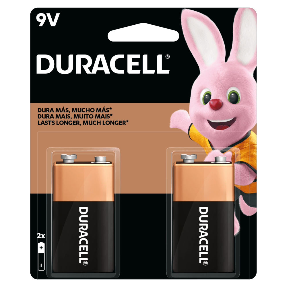Bateria alcalina Duracell 9V em um conjunto de 2 peças