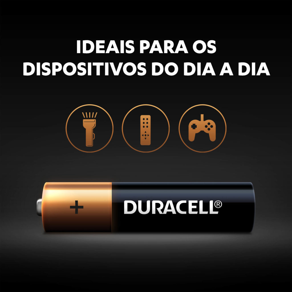 A bateria alcalina AA do tamanho Duracell é adequada para dispositivos do cotidiano
